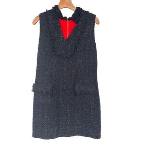 Sail To Sable dress size 12 Black Tweed Sleeveless lined wool blend sparkle